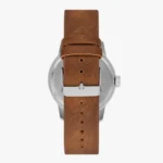 Mens Analog Watch-Brown Leather Strap With Silver Dial - Image 3