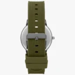 Mens Analog Watch-Green Leather Strap With Silver Dial - Image 3