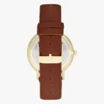 Mens Classic Analog Watch-Brown Leather Strap With Gold Dial - Image 3